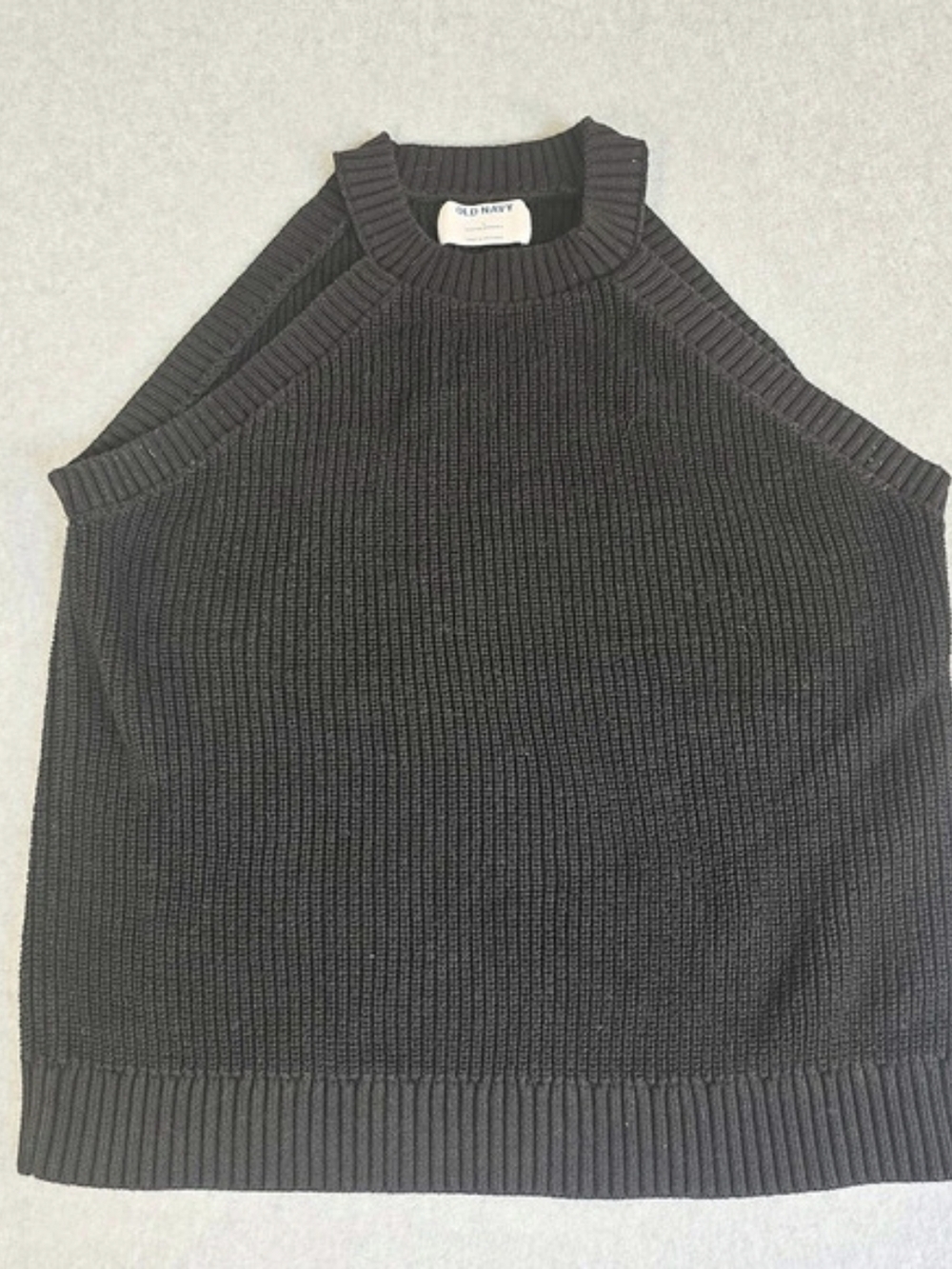 Old Navy Large Black Shaker Knit Halter Sweater Top